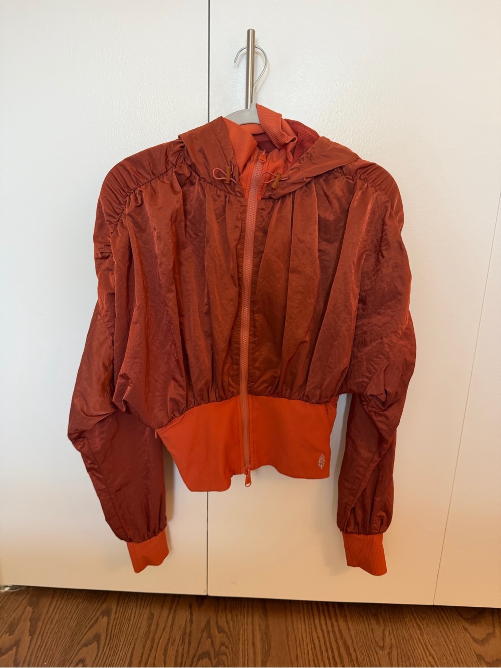 FP Movement by Free People Rust Red Zip Hooded Bomber Jacket